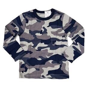 NWT J. Crew Boys' Blue and Grey Long-Sleeve Camouflage Tee - SIZE 2